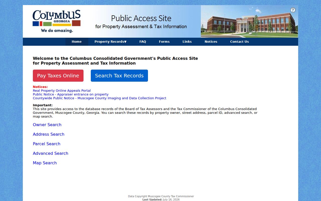 Columbus people search property assessor search modes