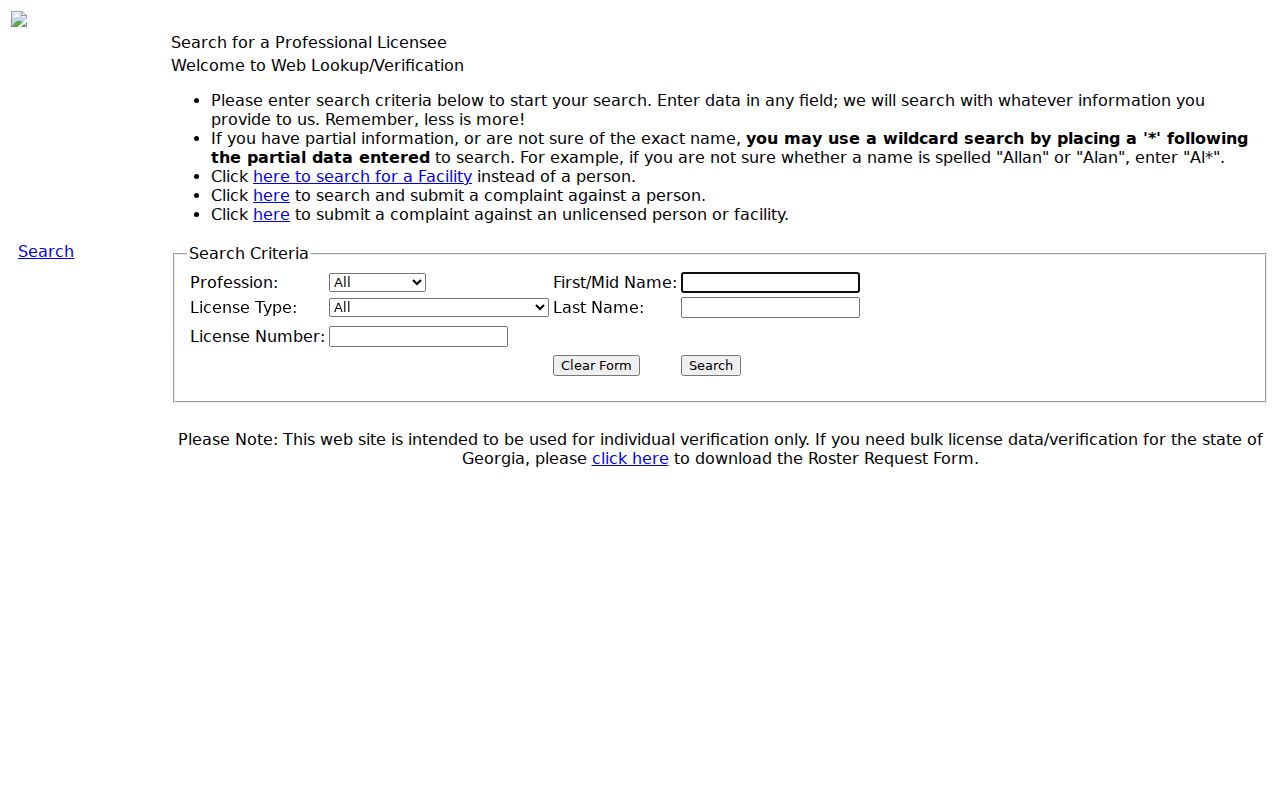 Columbus people directories Georgia professional license fields