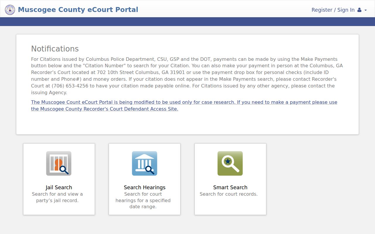 Columbus public records Muscogee eCourt portal